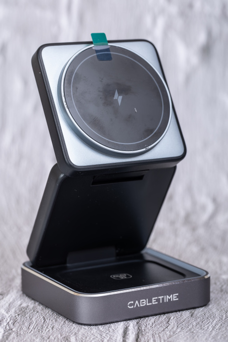 Беспроводное зарядное устройство CABLETIME CE12B (CT-WPG01-PG) 3-в-1, Qi-зарядка, 15 Вт, автодержатель, быстрая зарядка