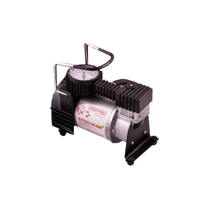 Металлический компрессор 35л/мин в прикуриватель Сумка, 7атм SKYWAY БУРАН-06 S02001008