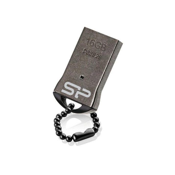 Флеш Диск Silicon Power 16GB Touch T01 SP016GBUF2T01V1K USB2.0 черный/серебристый