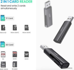 Кардридер UGREEN CM264 60722 USB3.0 Multifunction Card Reader.  Цвет: черный (60722_)