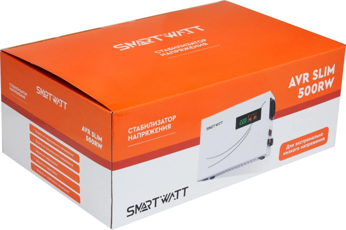 Стабилизатор напряжения SMARTWATT AVR Slim 500RW белый [4512020310002]