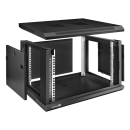 Шкаф телекоммуникационный 19" настенный 6U ExeGate EC-WM-6U.450.G.BLACK (19”, 6U, 600x450x370mm (ШхГхВ), передняя дверь закаленное стекло, съемные боковые панели, пыле- и влагозащита IP23, черный RAL 9004) EX298605RUS