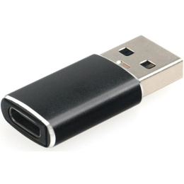 Переходник USB3.1 Cablexpert AM/Type-C F , 5Гбит/с, QC3.0, метал.корпус, Pro, черный, A-USB3.1-AMCF