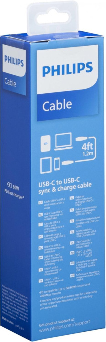 Кабель Philips DLC8601 USB Type-C m -USB Type-C m 1.2м черный коробка упак.:1шт