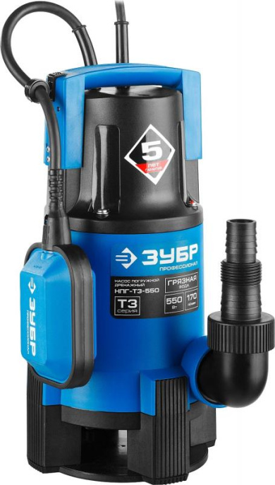 Насос дренажный Зубр Профессионал НПГ-Т3-550,  центробежный, погружной, 10200л/ч