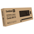 Комплект ExeGate Professional Standard Combo MK170 (клавиатура влагозащищенная 104кл., длина кабеля 1,5м + мышь оптическая 1200dpi, 3 кнопки и колесо прокрутки, длина кабеля 1,2м; USB, черный, RTL) EX298912RUS