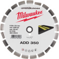Алмазный диск Milwaukee Speedcross ADD 350мм 4932478952 по асфальту, высота сегмента: 10мм, ширина реза: 2.8мм, внутренний диаметр диска: 25.4мм
