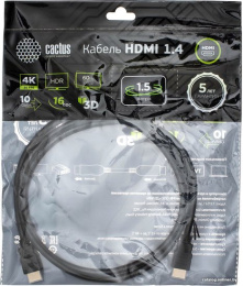 Кабель аудио-видео Cactus CS-HDMI.1.4-1.5 HDMI (m)/HDMI (m) 1.5м. позолоч.конт. черный