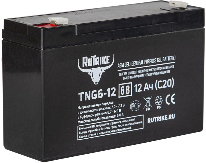 Аккумуляторная батарея RUTRIKE TNG6-12 для ИБП,  6В,  12Ач [23983]
