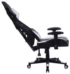 Кресло игровое Cactus CS-CHR-090BLW, экокожа/сетка, до 120кг, регулируемые 2D подлокотники,  черный/белый