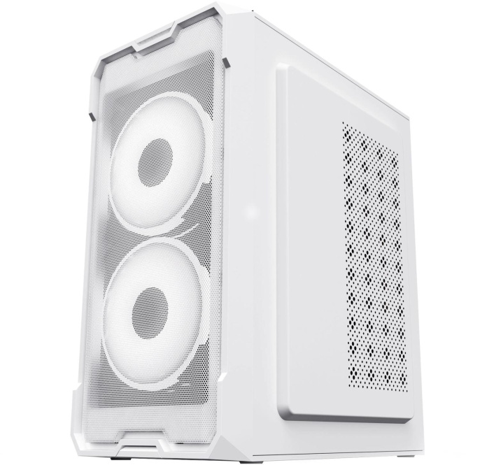 Корпус mATX Oklick OCC-MN302F, Mini-Tower, без БП,  белый