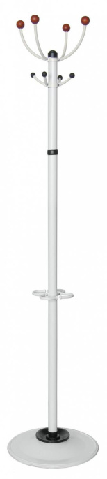 Вешалка напольная Бюрократ Квартет З КВАРТЕТ З/WHITE белый основание круг наконечники вишневый крючки двойные для верхней одежды метал. упак.:1шт