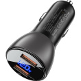 ACEFAST B7 metal car charger 45W USB-A + USB-A with digital display - Transparent/Black AF-B7-TBK