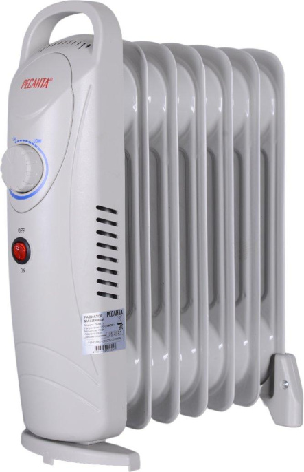 Масляный радиатор Ресанта ОММ-7Н, с терморегулятором, 700Вт, 7 секций, 1 режим, белый [67/3/1]