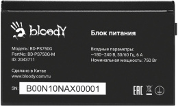 Блок питания BLOODY BD-PS750G,  750Вт,  80 PLUS GOLD,  120мм, черный, retail [bd-ps750g-mr]