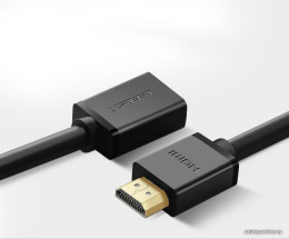 Кабель UGREEN HD107-10141 HDMI 2.0 M to HDMI 2.0 F , 4K@60Hz, силиконовый круглый, 1m, Black