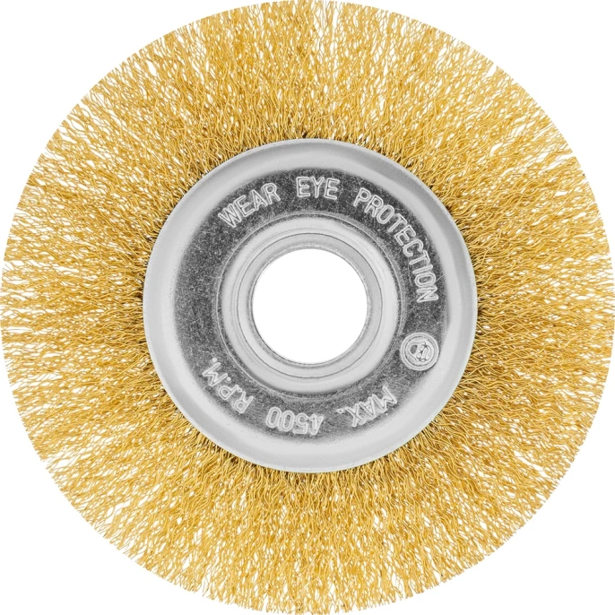 Щетка для УШМ, 125 мм, посадка 22.2 мм, плоская, латунированная витая проволока MATRIX 74656