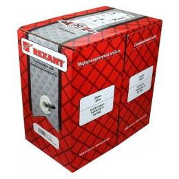 Rexant 01-0023 Кабель витая пара U/UTP, CAT 5e, PVC, 2PR, 24AWG, INDOOR, SOLID, серый, 305м