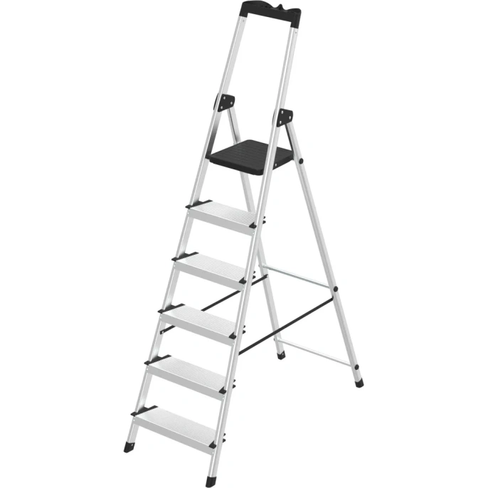 Стремянка алюминиевая Zalger 6 ступеней, с лотком, 12 см ступенька 211-6