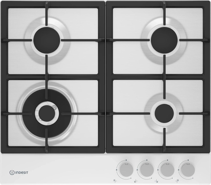 Газовая варочная панель Indesit THPM 642 WS/WH/I,  4 конфорки,  металл,  белый