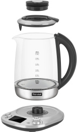 Чайник электрический Rondell RDE-1003 1.7л. 2200Вт черный корпус: стекло/металл