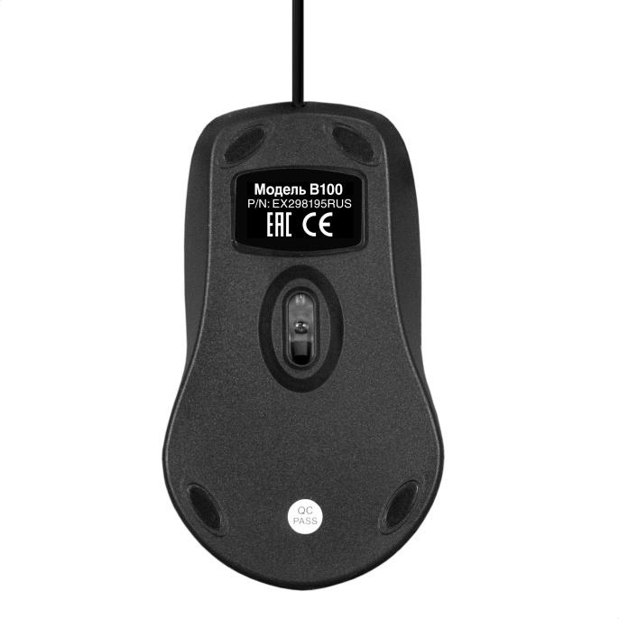 Мышь ExeGate Professional Standard B100 (USB, оптическая, 1000dpi, 3D, 3 кнопки и колесо прокрутки, длина кабеля 1,5м, черная, Color Box) EX298195RUS