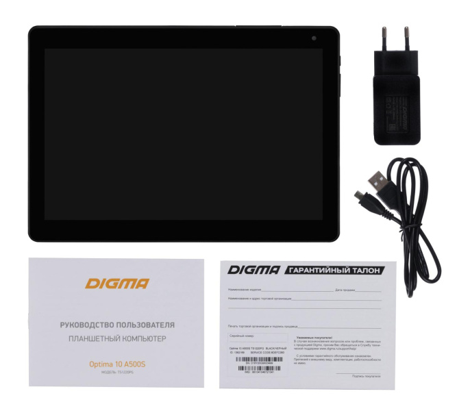 Планшет Digma Optima 10 A500S SC7731E 1.3 4C RAM1Gb ROM16Gb 10.1" IPS 1280x800 3G 1Sim Android 10.0 Go черный 2Mpix 0.3Mpix BT WiFi microSD 128Gb 5000mAh