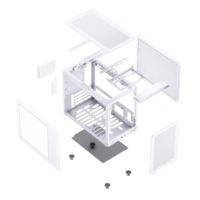 Корпус без блока питания Case JONSBO C6 MAX Handle, Mini-Tower, TG, no fan, 1xUSB-A 3.0 + 1xUSB-C 3.1, mATX, mITX White (C6 MAX White)