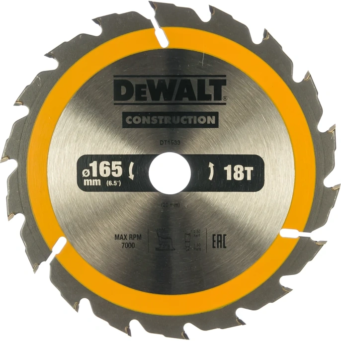 Пильный диск CONSTRUCT 165х20 мм DEWALT DT1933 (DT1933 CONSTRUCT)