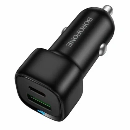 Автомобильное зарядное устройство BOROFONE BZ34B PD + QC 3.0/ 2 USB: Type-C + Type-A/ Выход: 20W + 18W/ черный
