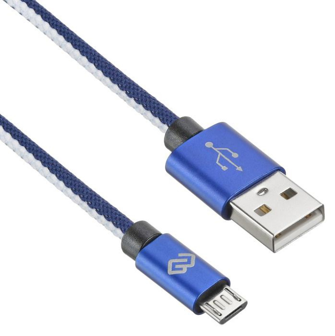 Кабель Digma micro USB (m) -  USB (m),  1.2м,  2A,  синий [microusb-1.2m-braided-bl]
