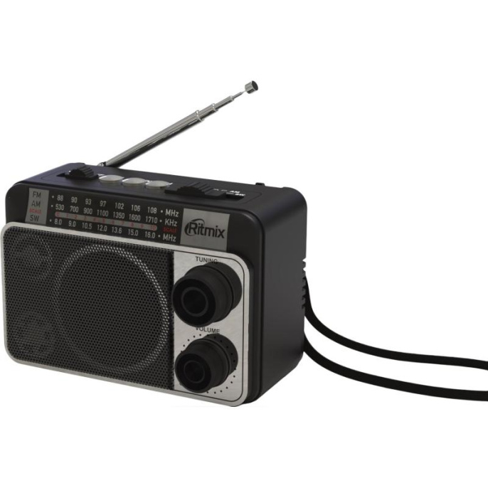 Радиоприёмник RITMIX RPR-161 переносной, AM/FM, звук 3 Вт,USB, microSD,Емкость аккумулятора - 800 мА·ч