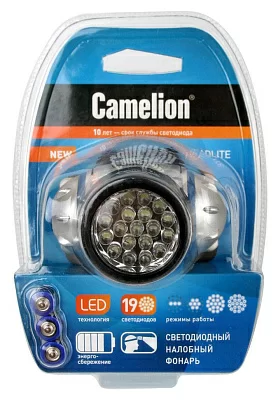 Camelion LED5313-19F4 (фонарь налобн, металлик, 19LED, 4 реж, 3XR03 в компл, пласт, блист)