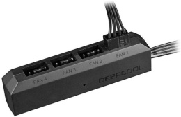 Разветвитель DeepСool FH-04 (DP-F04PWM-HUB) (для подключения 4х вентиляторов с PWM к одному разъему на материнской плате, 4-pin×1, 4-pin×4, цвет: черный, длина 0.55 м)