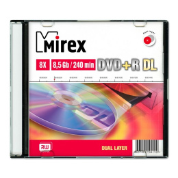 Диск DVD+R Mirex 8.5 Gb, 8x, Slim Case 1 , Dual Layer 1/50 UL130062A8S