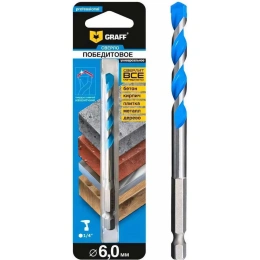 Победитовое сверло 6x50x100 мм, в блистере GRAFF 68650