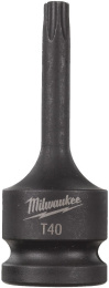 Головка ударная Milwaukee 1/2" Shockwave TX40 4932478060 монолитная, DIN 3121 / ISO 1174-2, для заворачивания с большим крутящим моментом и посадки на гайковерты 1/2"