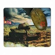 CBR Tank Battle USB, Мышь сувенирная+ коврик 1200 dpi, рисунокQUMO
