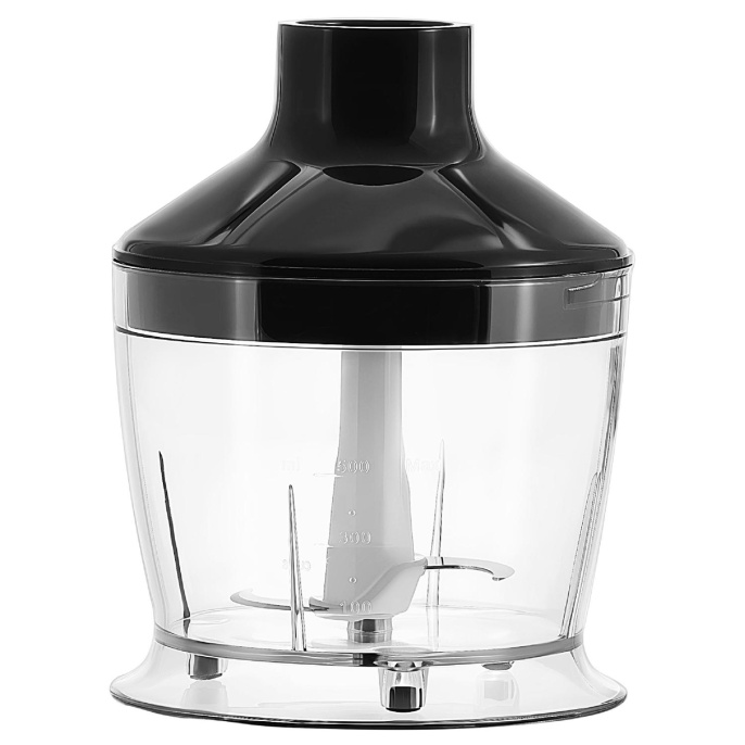 Погружной блендер EVELUX, 20 скоростей, 3 насадки, турборежим, кнопочное управление, венчик для взбивания, мерный стакан, защита от перегрева, цвет черный EHB 0301 B