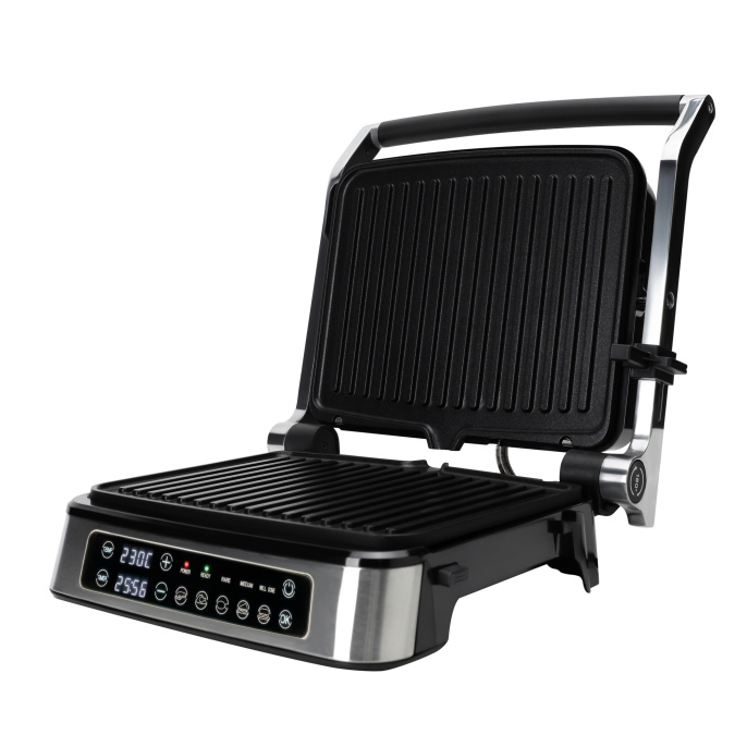 Электрический гриль RAGEX R782-900 с режимом барбекю, 2000 Вт, серебристый