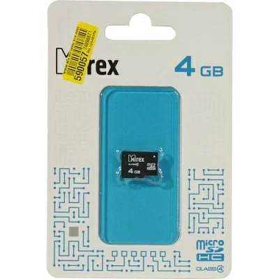 Флеш карта microSD 4GB Mirex 13612-MCROSD04 microSDHC Class 4