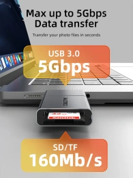 Кардридер CABLETIME CB48G (CT-ACCD3-AG) 3-в-1 USB-A + USB-C, SD/microSD, серый