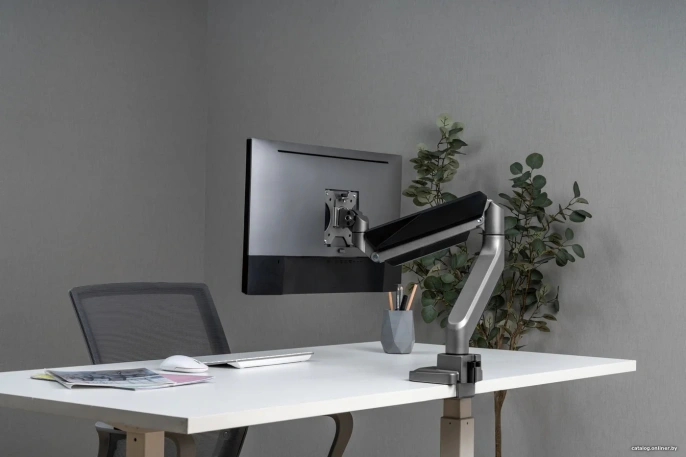 Кронштейн для монитора ErgoSmart Heavy-Duty серебристый, 1 монитор, 17-49", настольный, регулировка высоты/поворота, VESA75/100