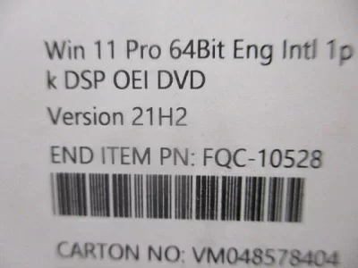 Комплект программного обеспечения Windows 11 Pro English OEM DVD Pack