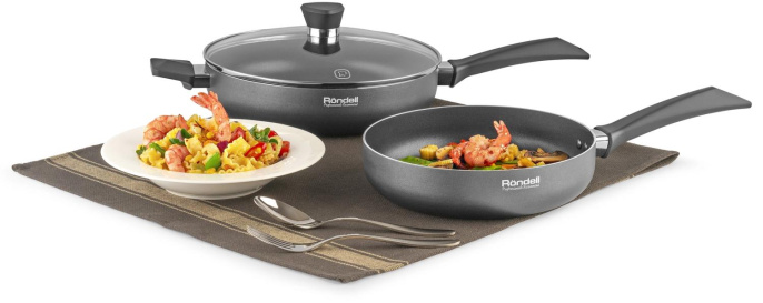 Сковорода Rondell Strike RDA-1353 круглая 20см покрытие: Xylan Plus ручка несъемная без крышки серый