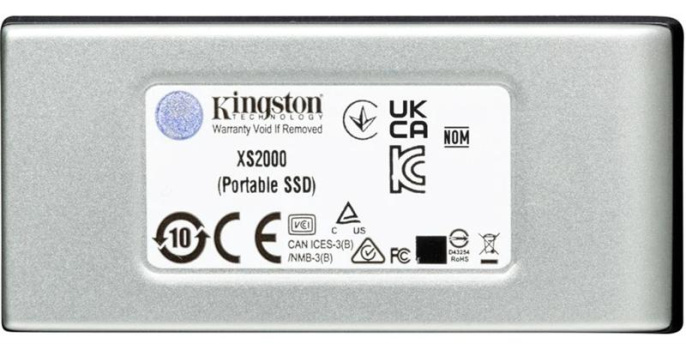 1ТБ Внешний диск SSD Kingston XS2000 SXS2000/1000GA, USB 3.2 Gen 2x2, запись - 2000МБ/с, чтение - 2000МБ/с, серебристый