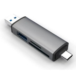 Bion USB Type-C/USB 3.0 2 в 1 Card reader, microSD/T-Flash/SD/SDHC/SDXC, доп.выход USB 3.0 хаб, поддержка OTG, алюминиевый корпус [BXP-CR-USB3-AC-01]