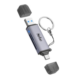 Картридер Netac WK13 WK13GYCN USB3.2 SD, SDHC, SDXC, microSD, microSDHC, microSDXC, USB Type-A/USB Type-С, Серебристый