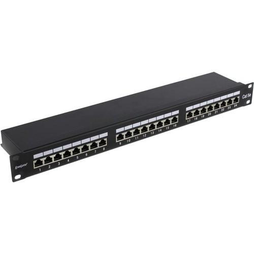 Патч-панель ExeGate EPP3-19-24-8P8C-C5e-SH-110D 19", STP, 24 port, cat.5e, полное экранирование, KRONE&110 dual IDC , 1U, RoHS, с кабельным органайзером, Black, RTL EX281083RUS
