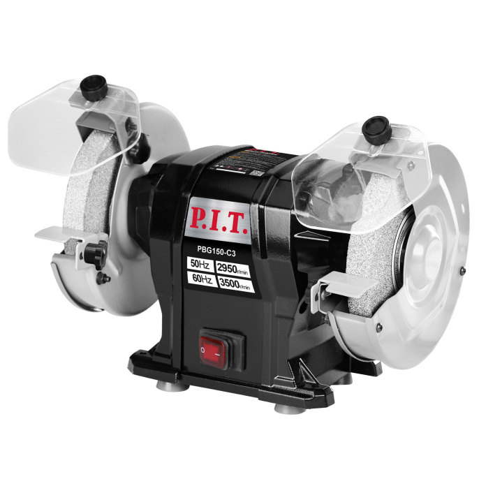 Заточный станок P.I.T. PBG125-C3 200 Вт, 2950 об/мин, круг Ø125х12.7х16 мм, пылезащита